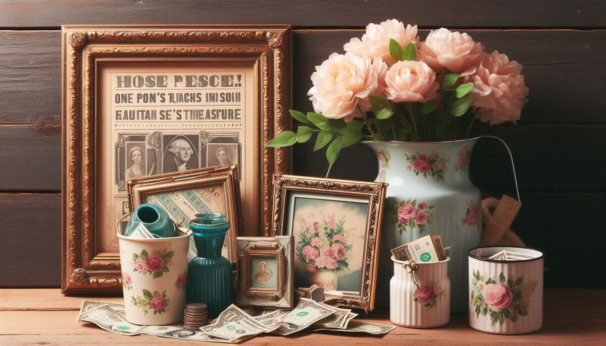 Vintage Photo Frame and Peony Flower In Vase