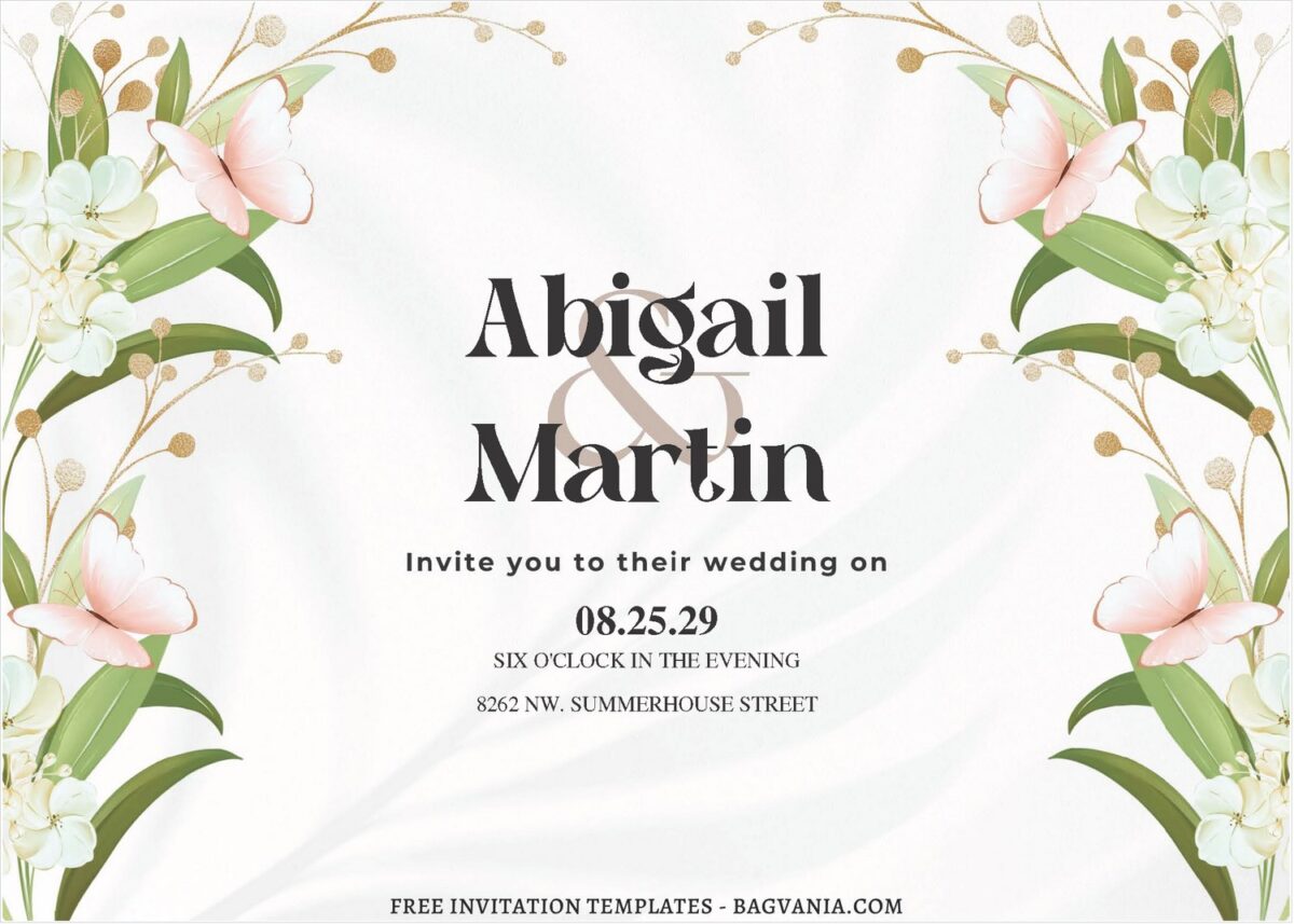 (Free Editable PDF) Delicate Petals Wedding Invitation Templates J