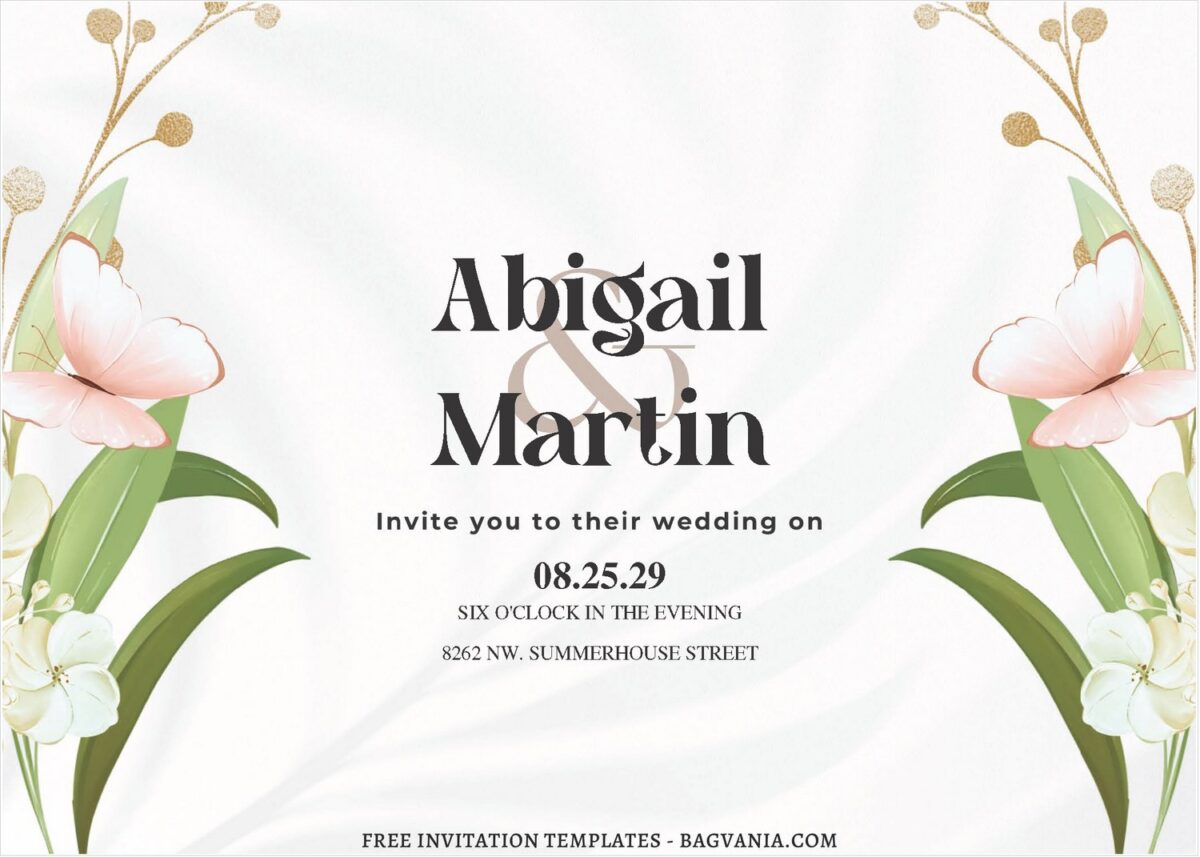 (Free Editable PDF) Delicate Petals Wedding Invitation Templates A
