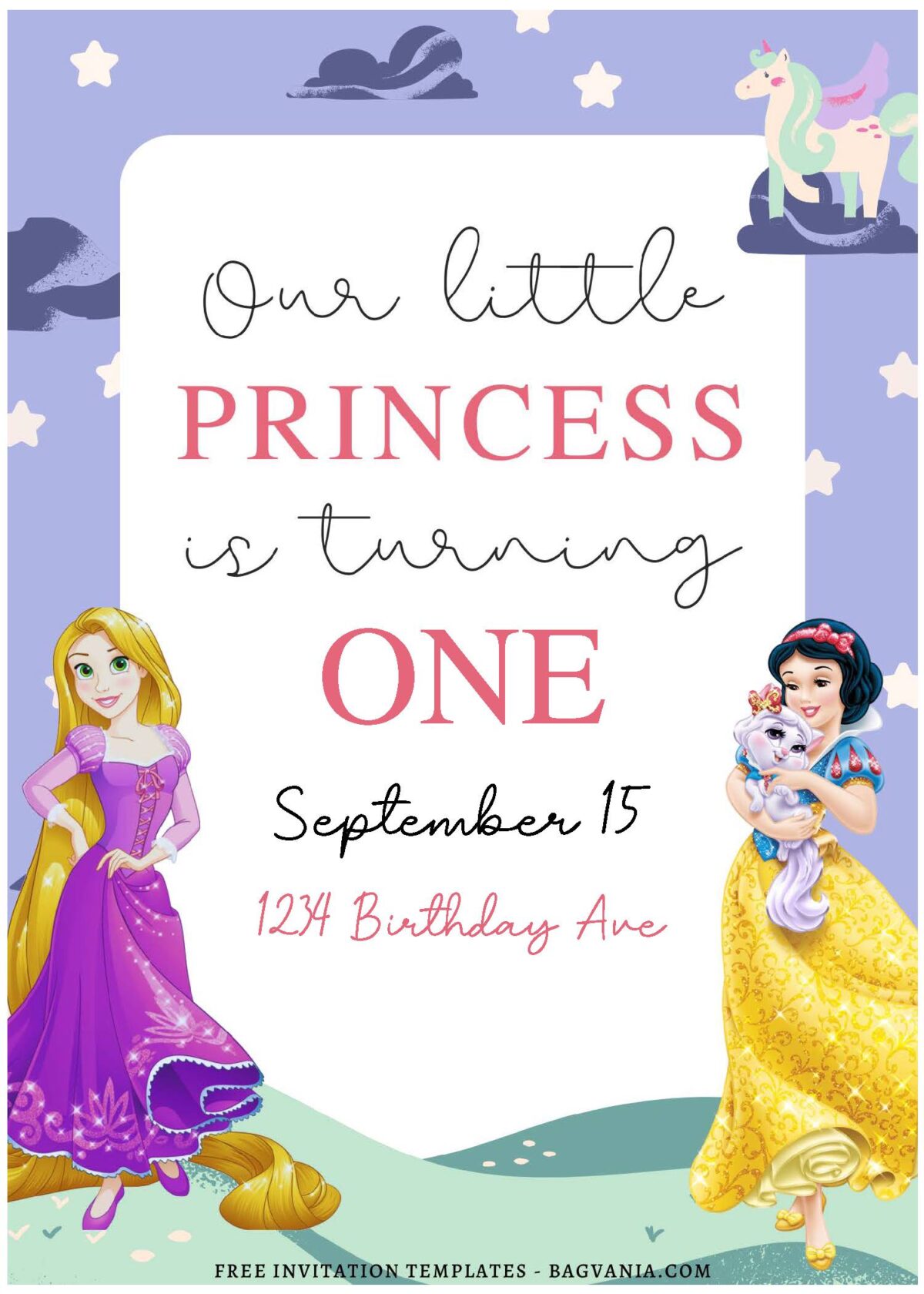 (Free Editable PDF) Magical Disney Princess Birthday Invitation Templates A