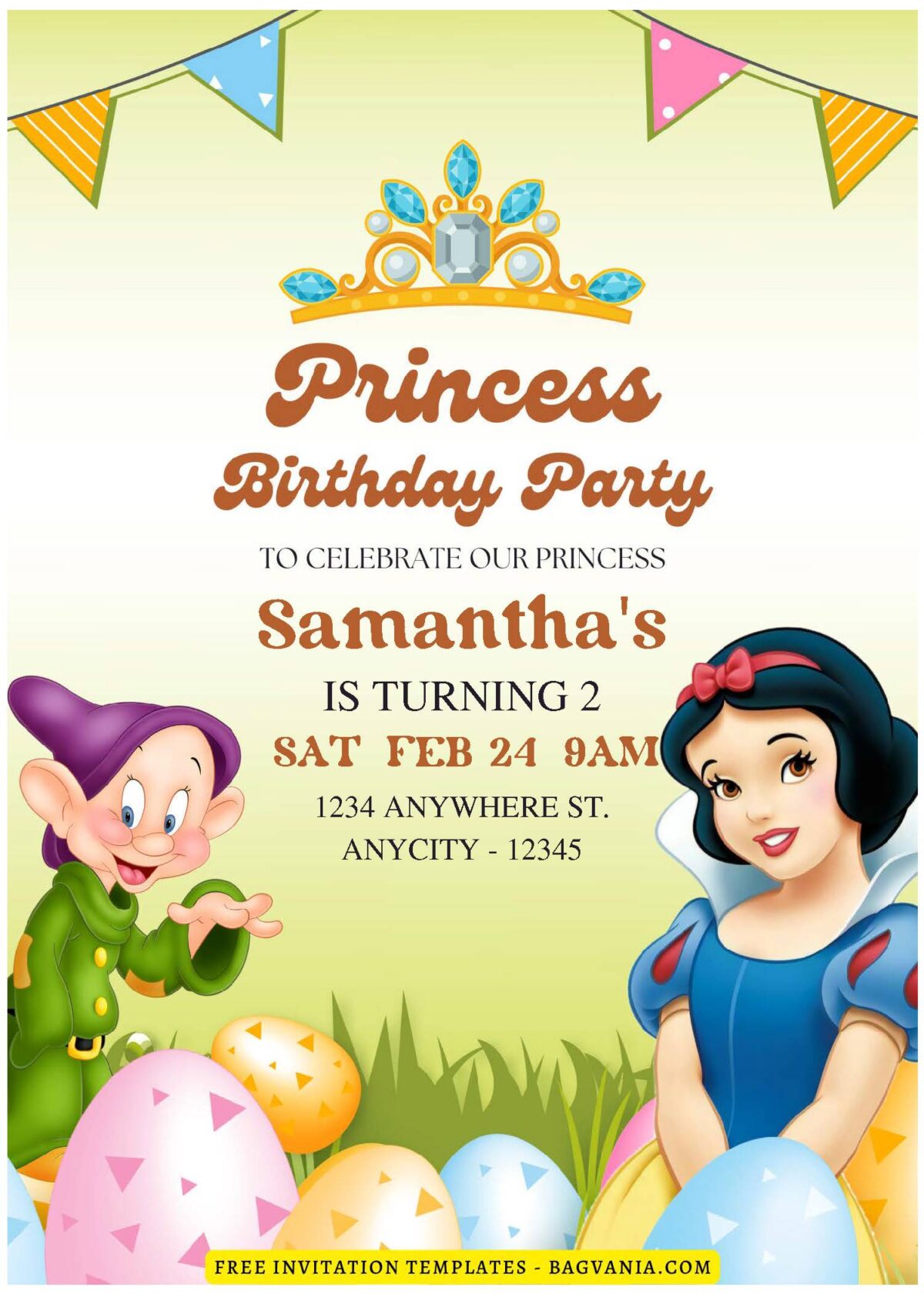 (Free Editable PDF) Magical Snow White Birthday Invitation Templates D