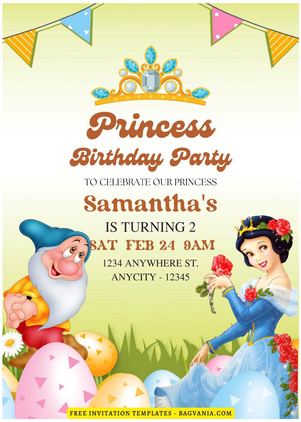 (Free Editable PDF) Magical Snow White Birthday Invitation Templates E