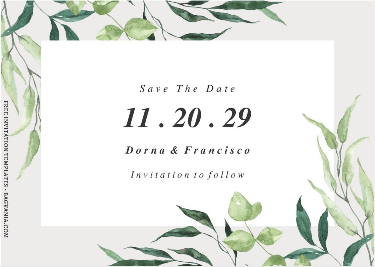 (Free Editable PDF) Gorgeous Dusty Greenery Wedding Invitation Templates B