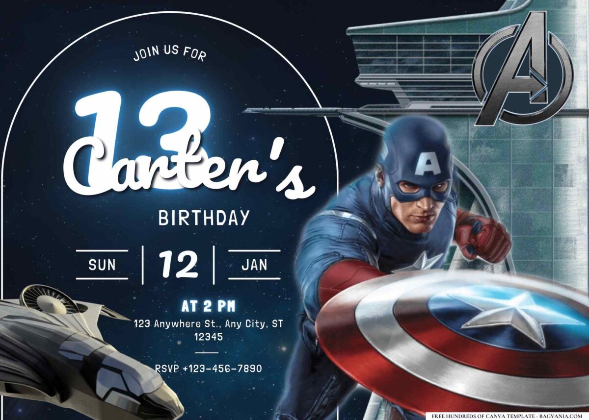 FREE Editable Avengers Assemble Birthday Invitation