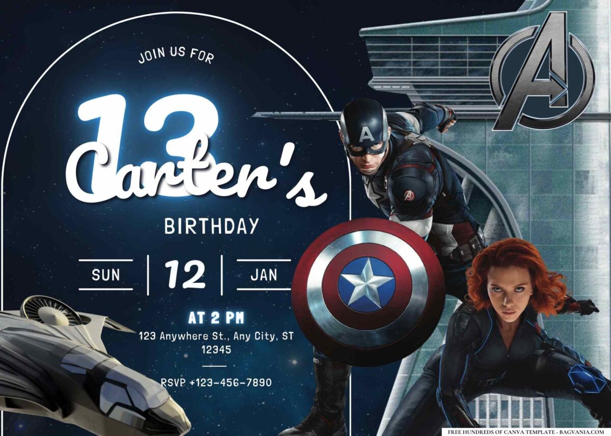 FREE Editable Avengers Assemble Birthday Invitation
