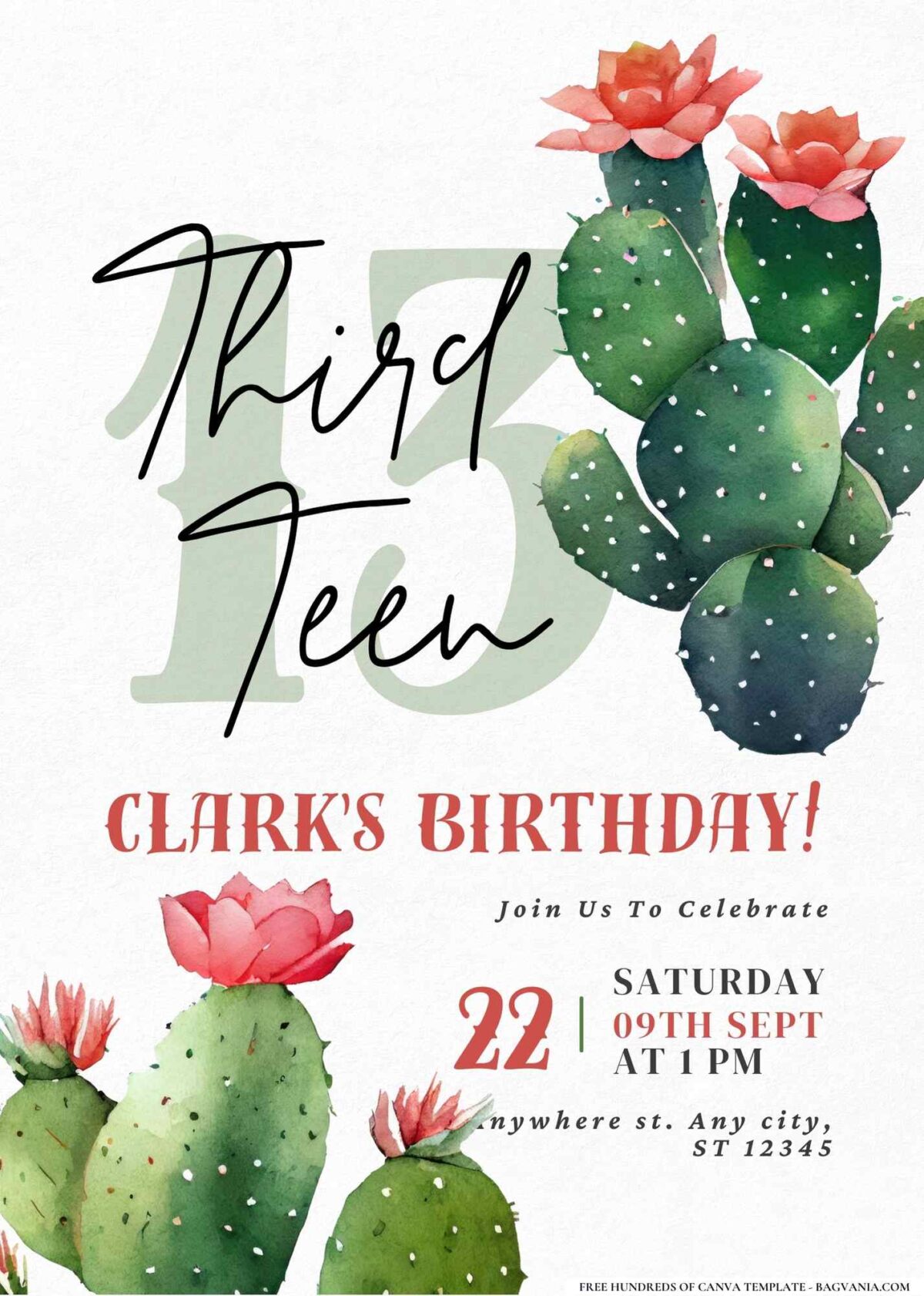 FREE Editable Cactus and Succulent Garden Birthday Invitation