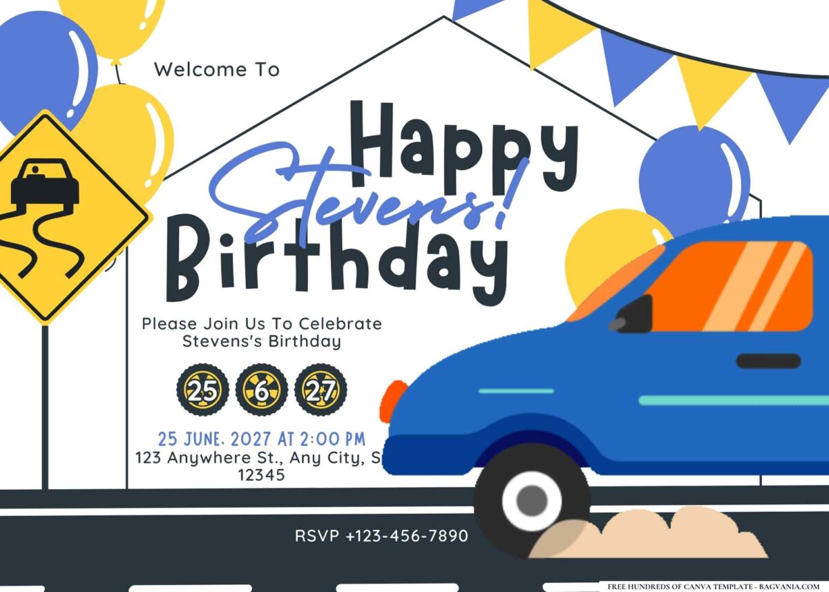 FREE Editable Cars and Trucks Birthday Invitation