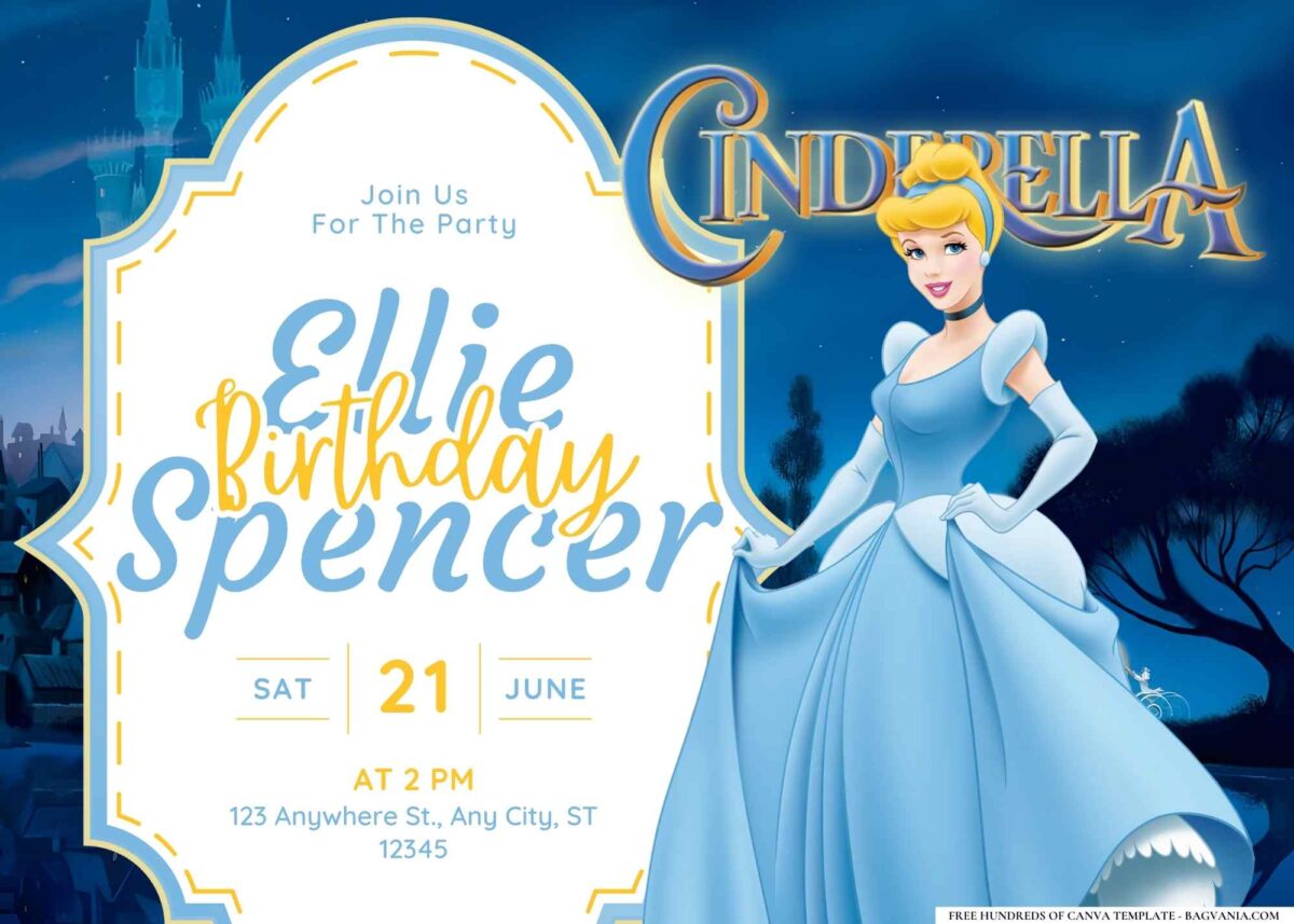 FREE Editable Cinderella's Ball Birthday Invitation