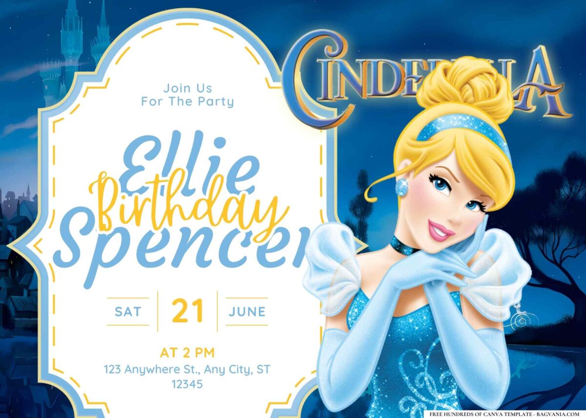 FREE Editable Cinderella's Ball Birthday Invitation