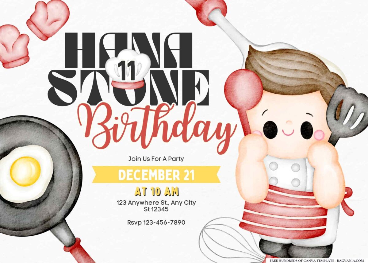 FREE Editable Cooking Chef Birthday Invitation