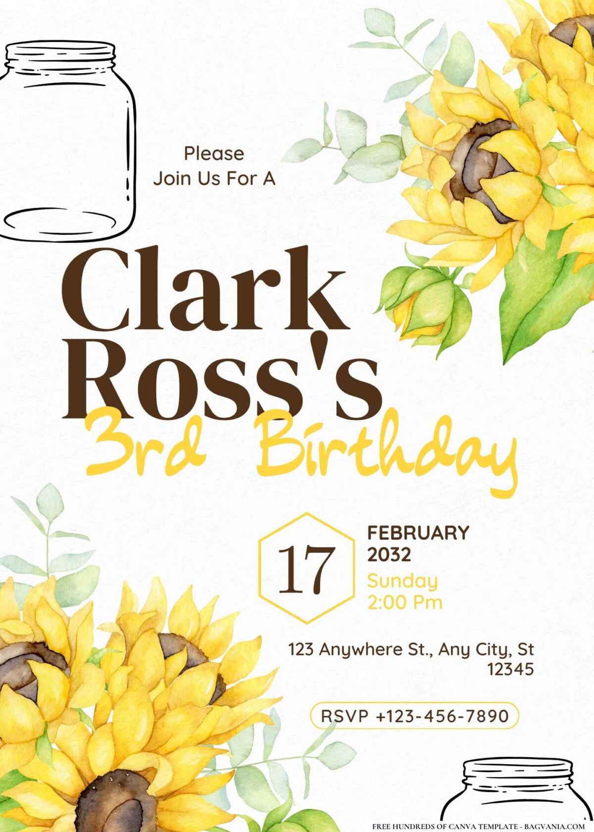 FREE Editable Country Chic Sunflowers Birthday Invitation
