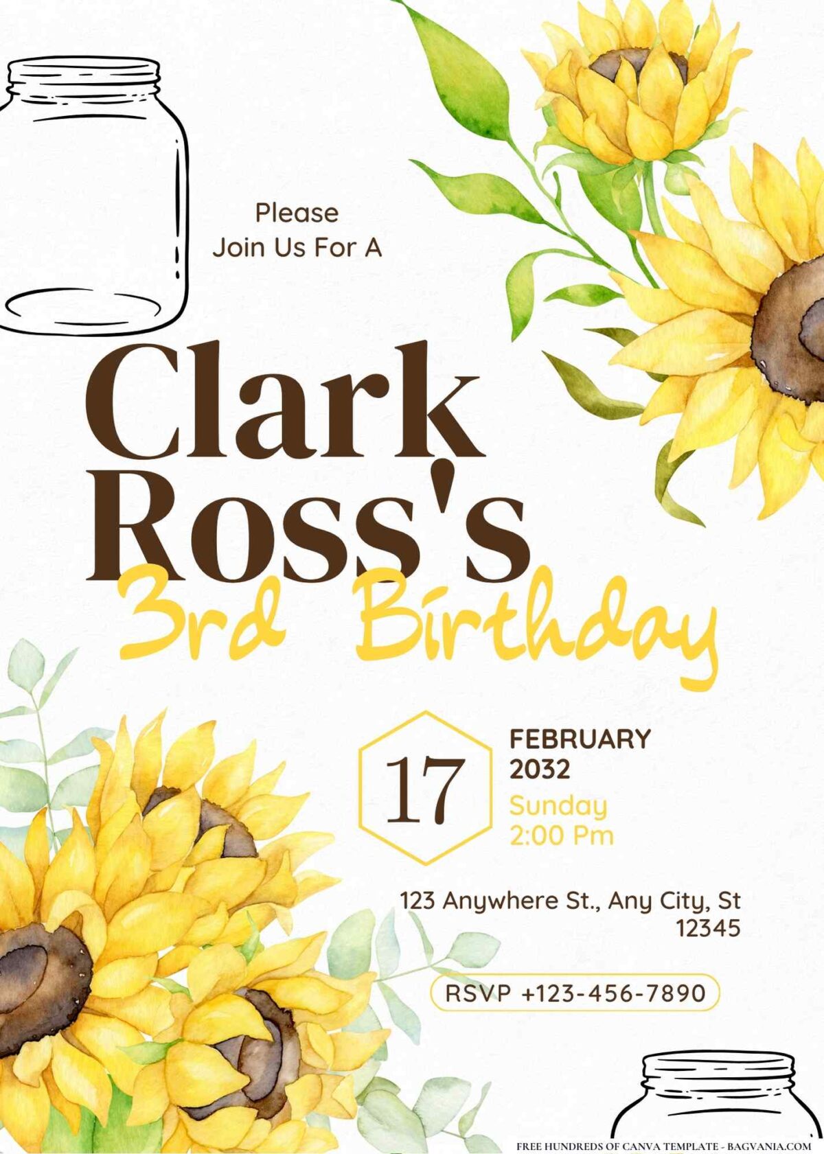 FREE Editable Country Chic Sunflowers Birthday Invitation