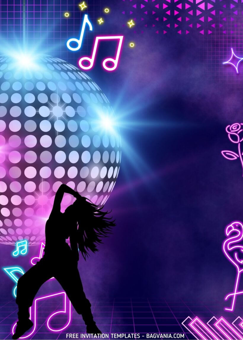 FREE Disco Dance Birthday Invitation Templates