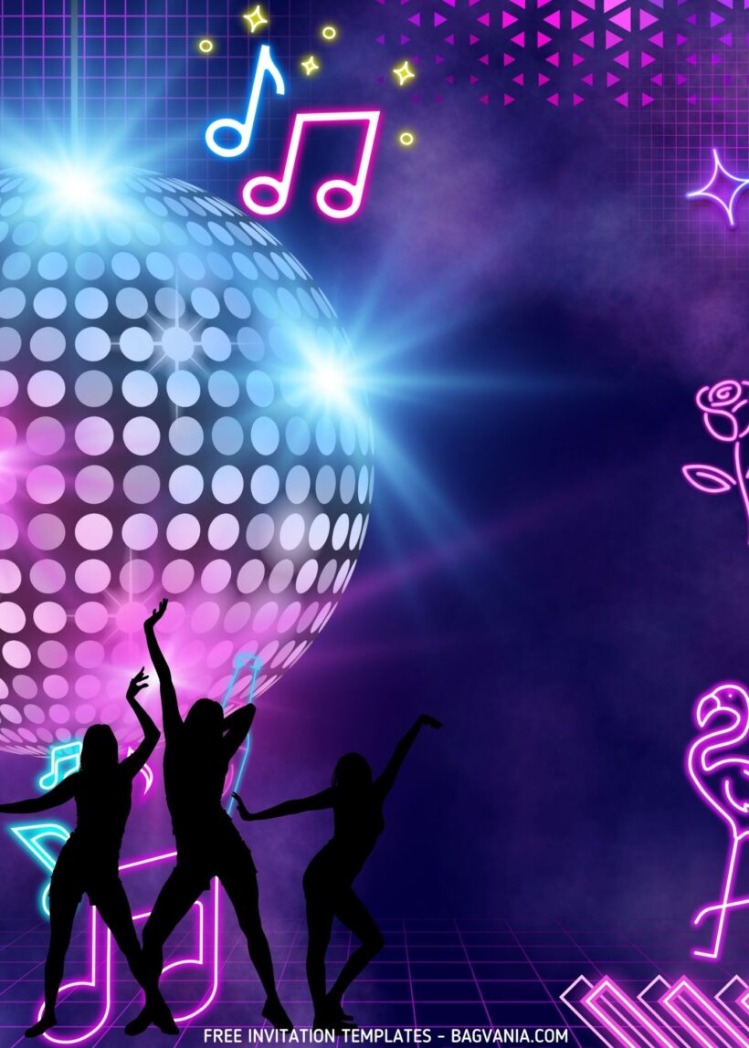 FREE Disco Dance Birthday Invitation Templates
