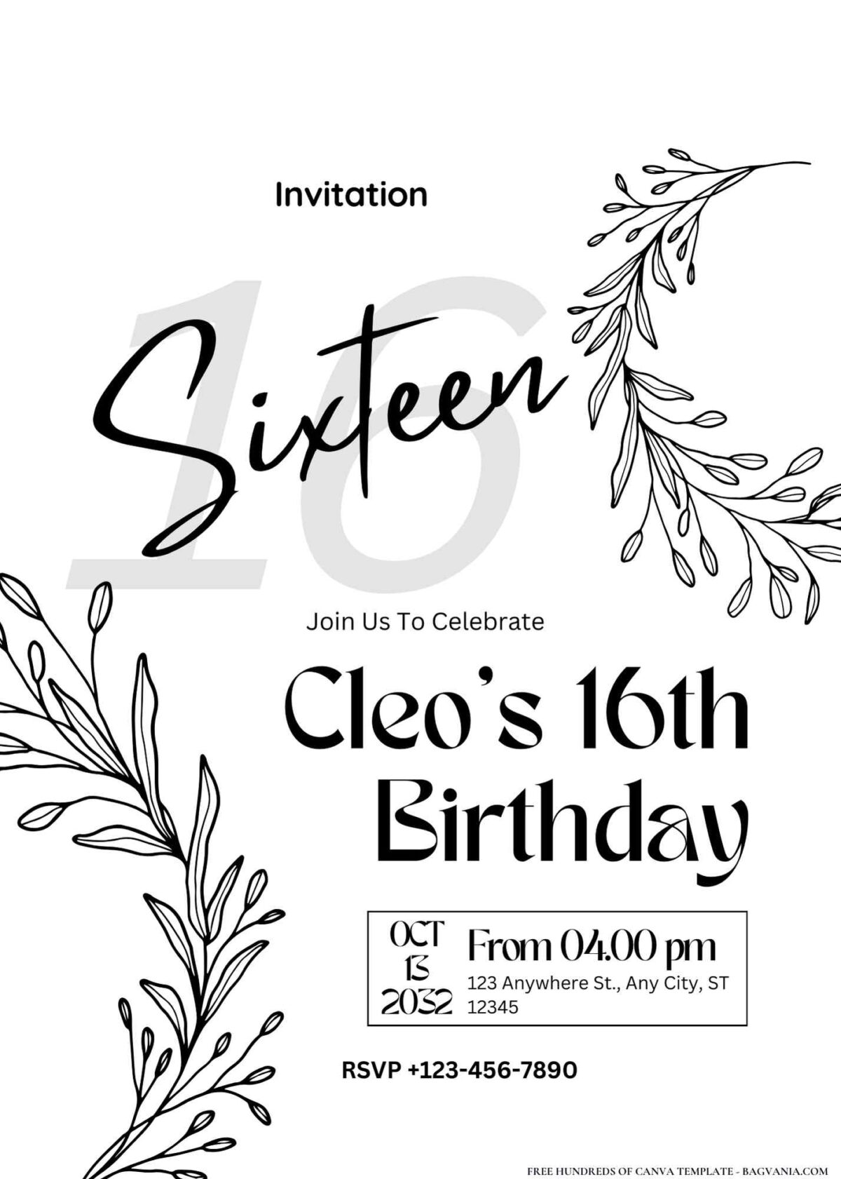 FREE Editable Elegant Floral Birthday Invitation
