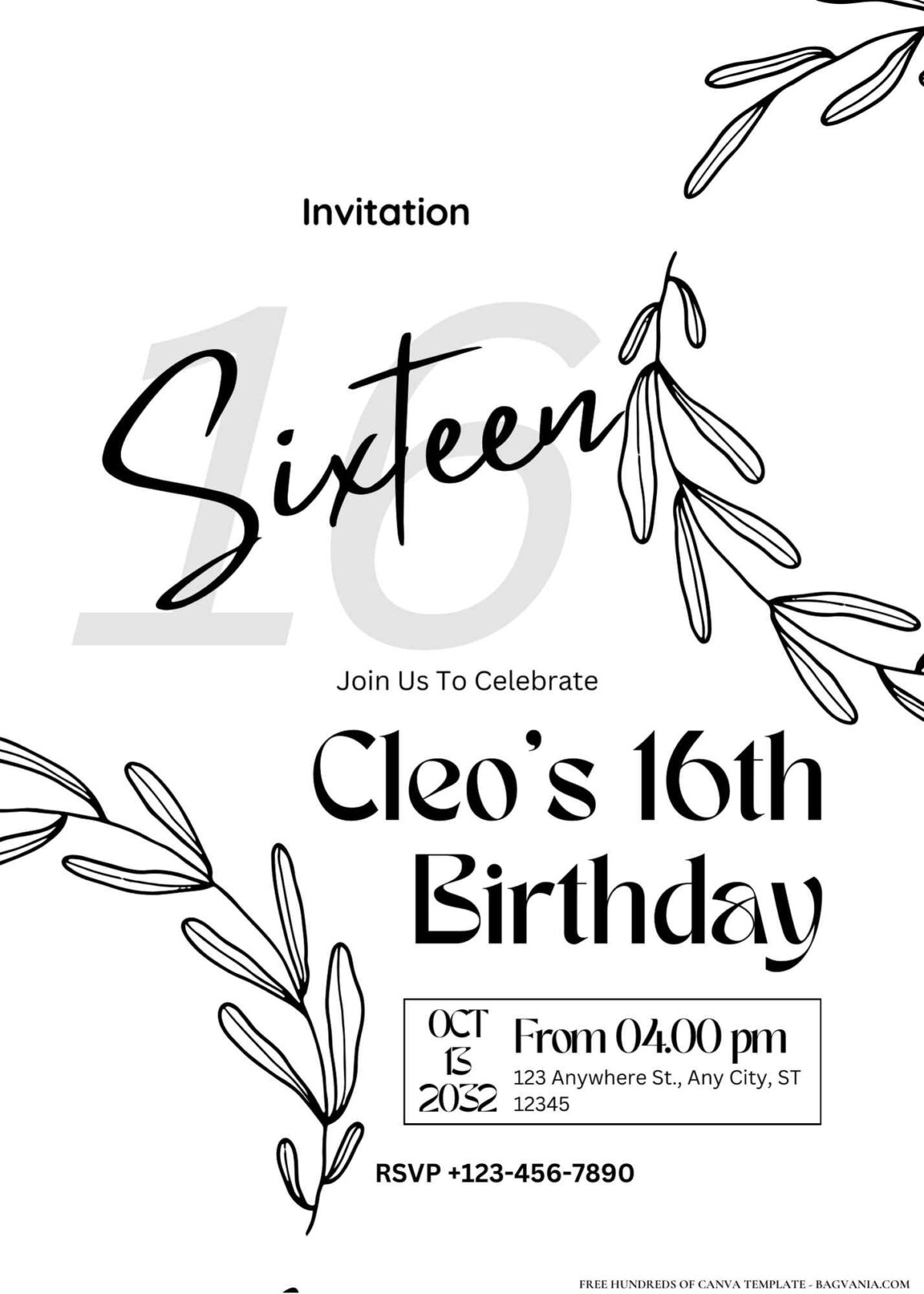 FREE Editable Elegant Floral Birthday Invitation