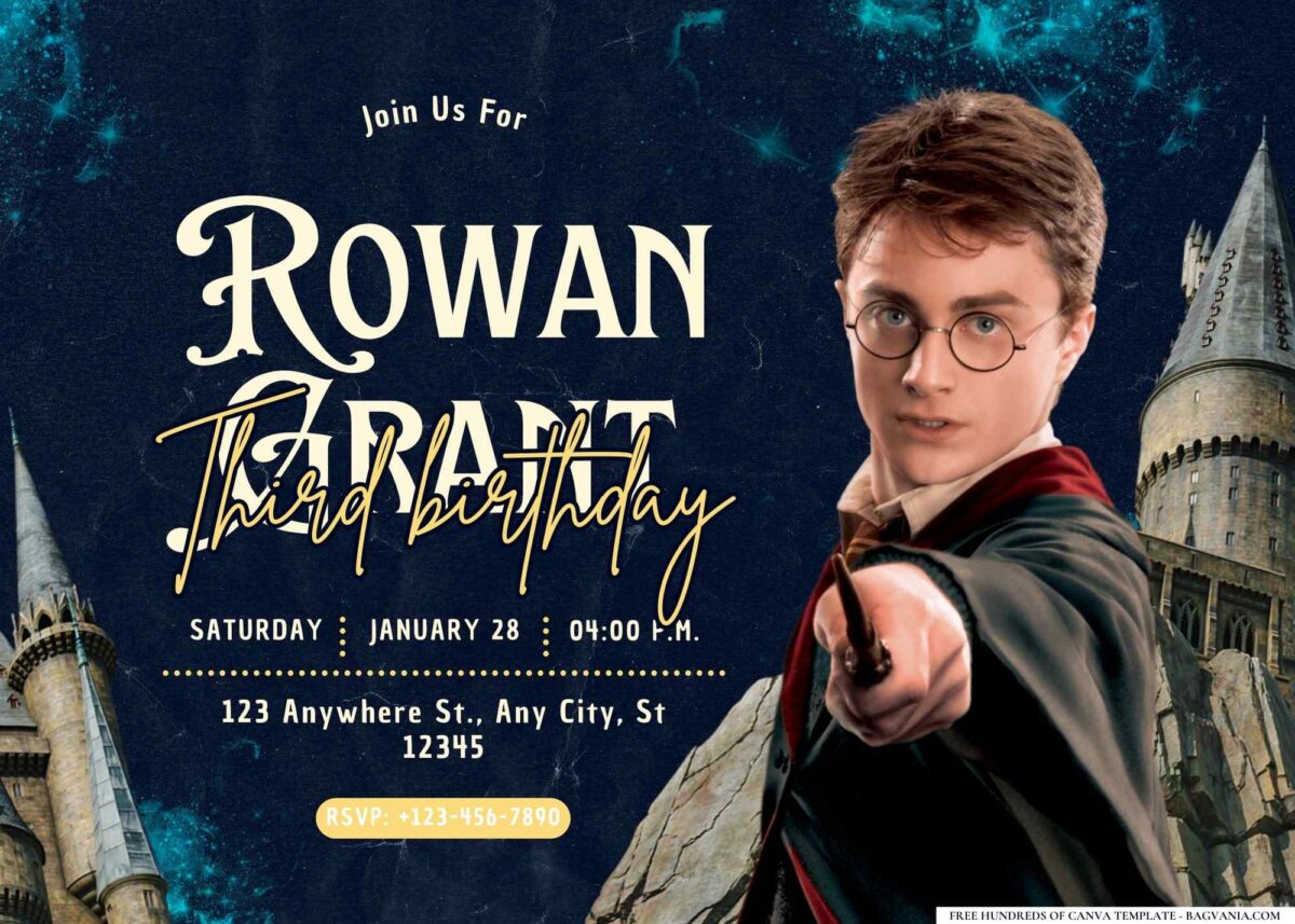 FREE Editable Harry Potter Wizardry Birthday Invitation