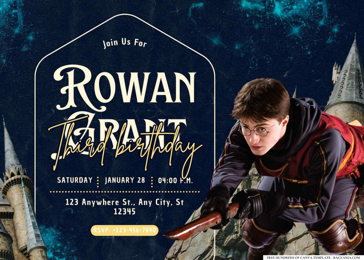 FREE Editable Harry Potter Wizardry Birthday Invitation