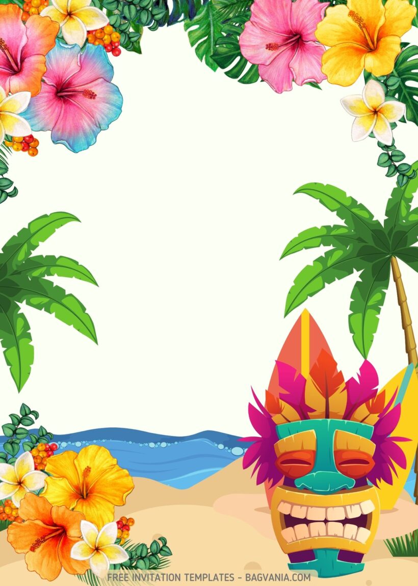 FREE Hawaiian Luau Pool Party Invitation Templates