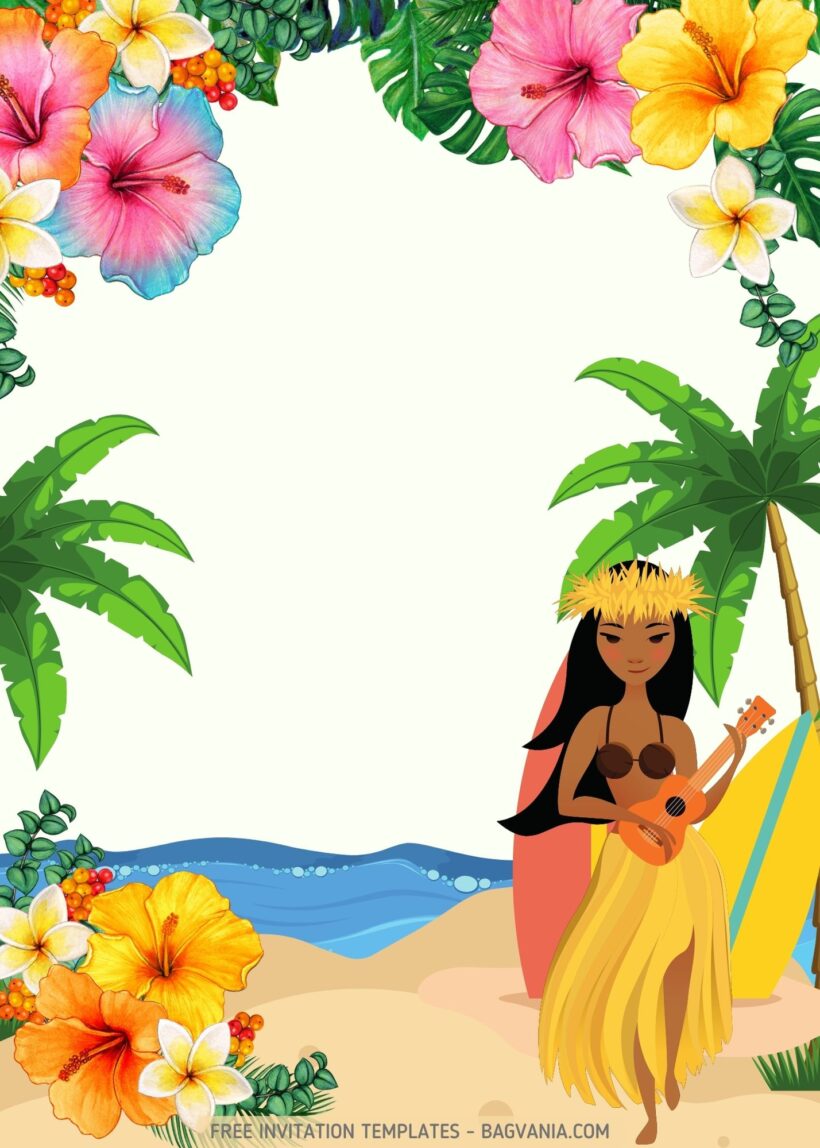 FREE Hawaiian Luau Pool Party Invitation Templates