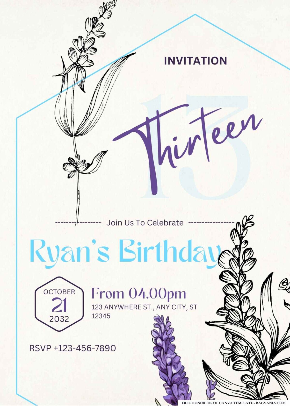FREE Editable Lavender Rustic Birthday Invitation