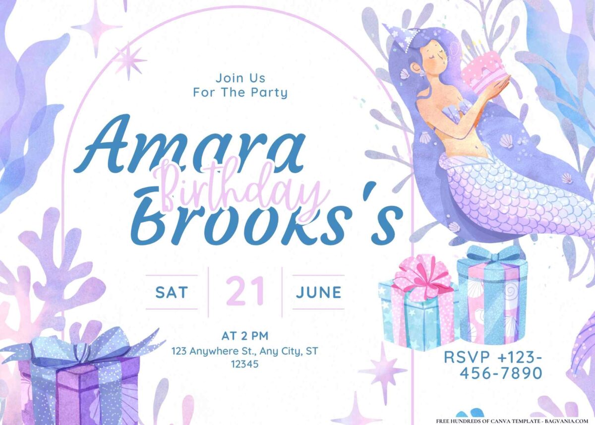 FREE Editable Mermaid Lagoon Birthday Invitation 