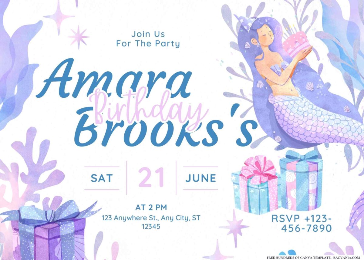 FREE Editable Mermaid Lagoon Birthday Invitation 