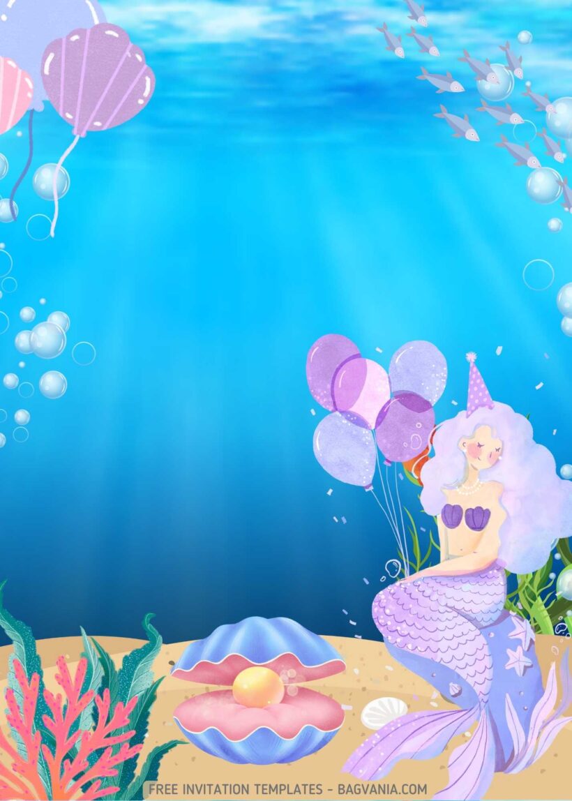 FREE Mermaid Underwater Birthday Invitation Templates