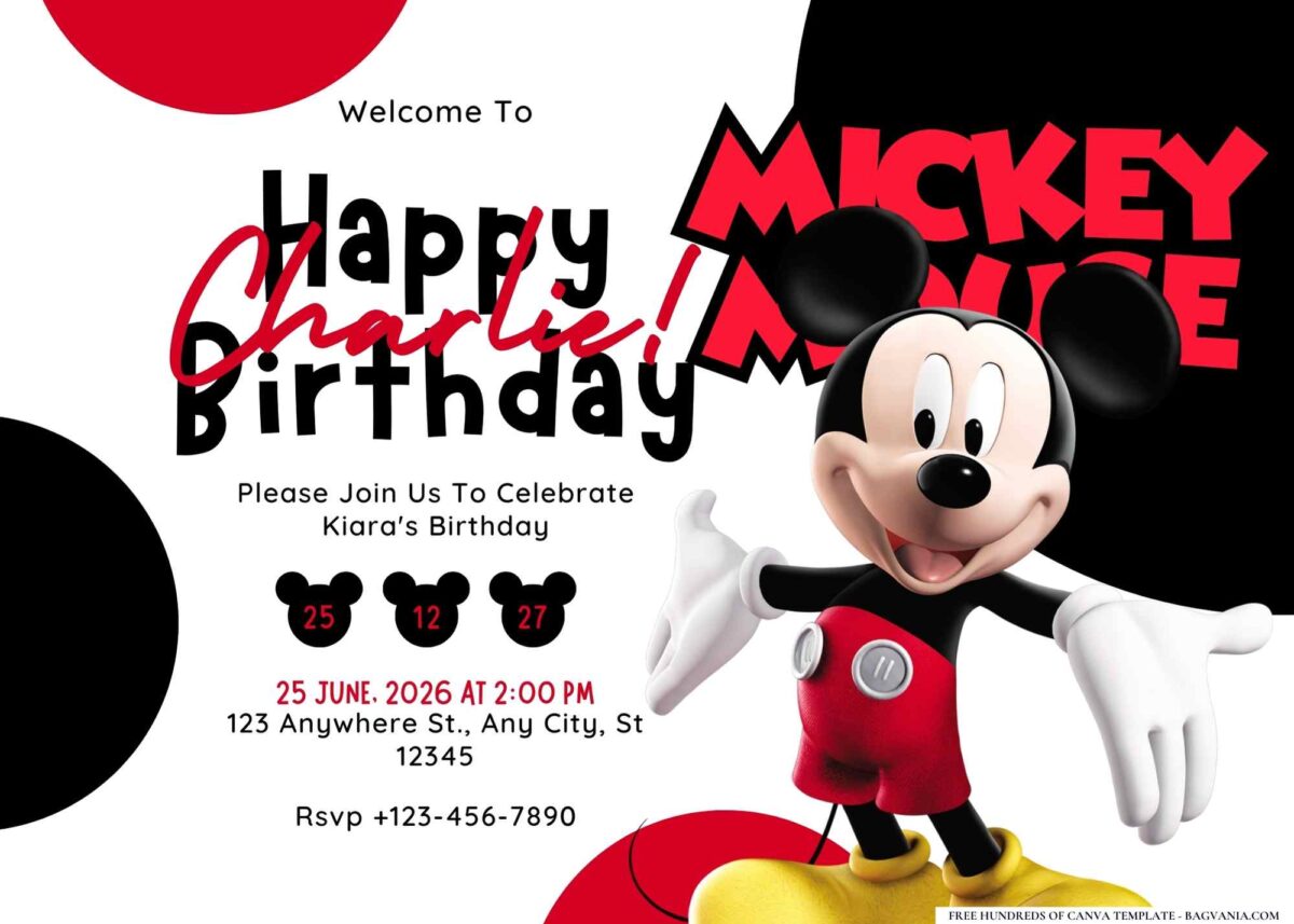 FREE Editable Mickey Mouse Birthday Invitation
