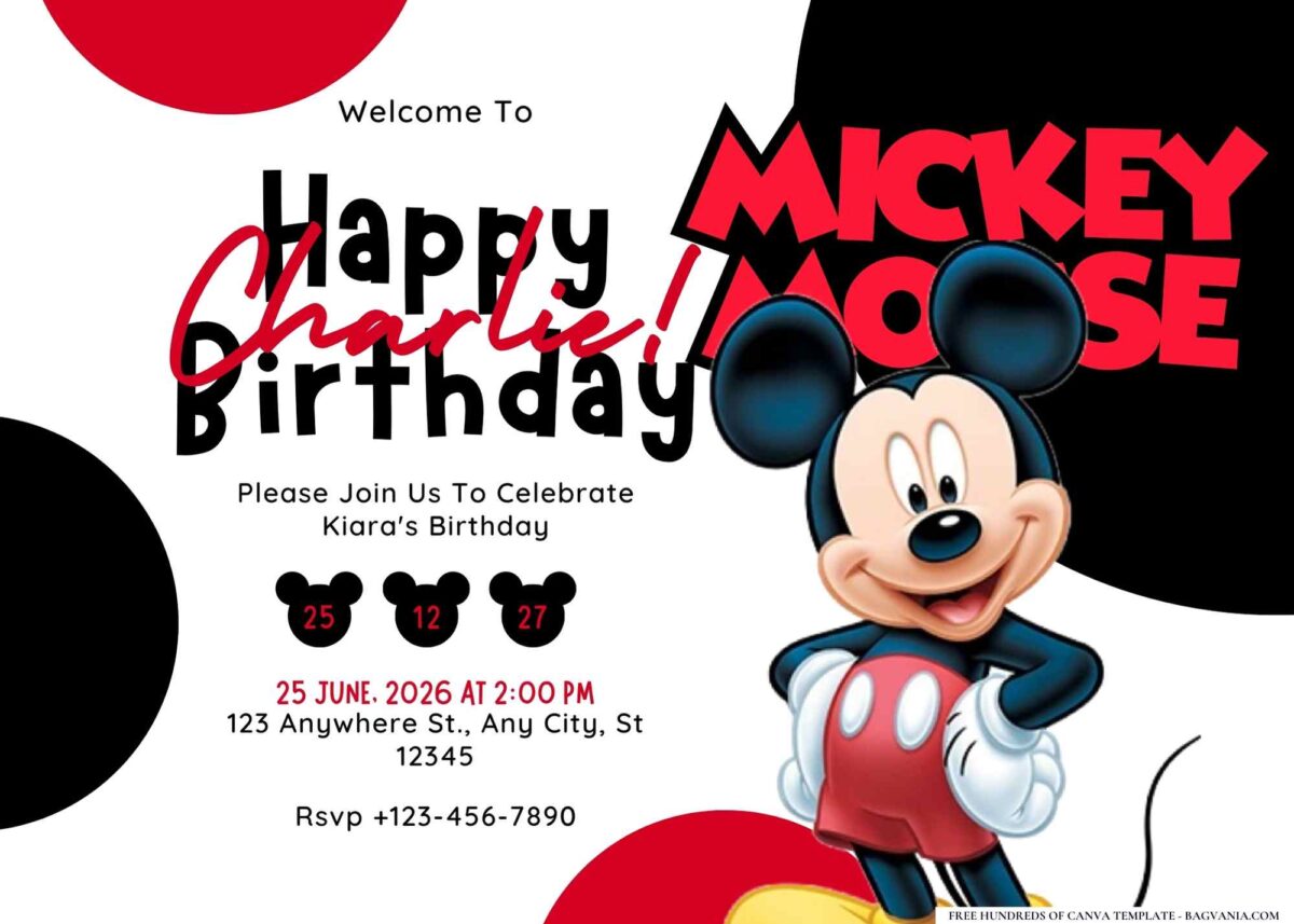 FREE Editable Mickey Mouse Birthday Invitation