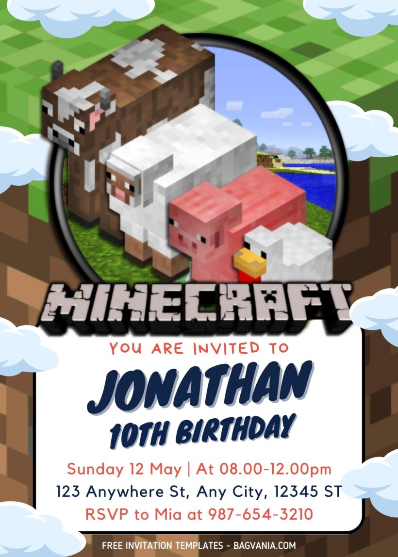 FREE Minecraft Crafting Birthday Invitation Templates
