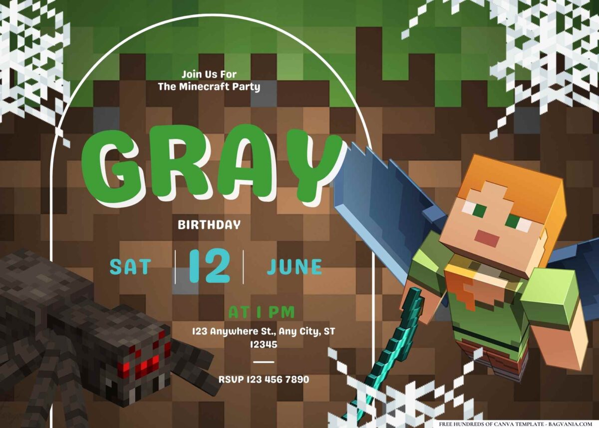 FREE Editable Minecraft Madness Birthday Invitation