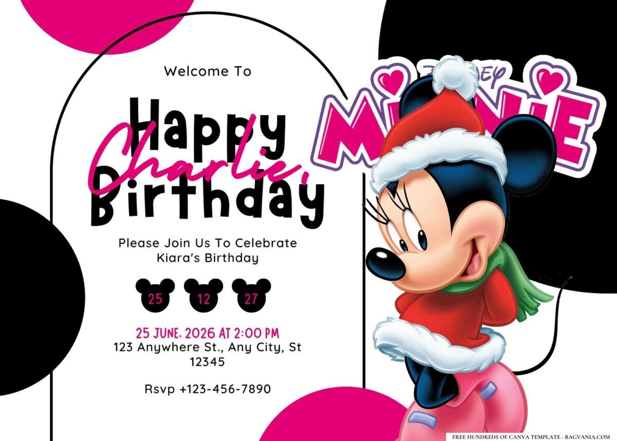 FREE Editable Minnie Mouse Birthday Invitation