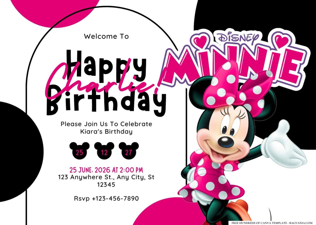 FREE Editable Minnie Mouse Birthday Invitation