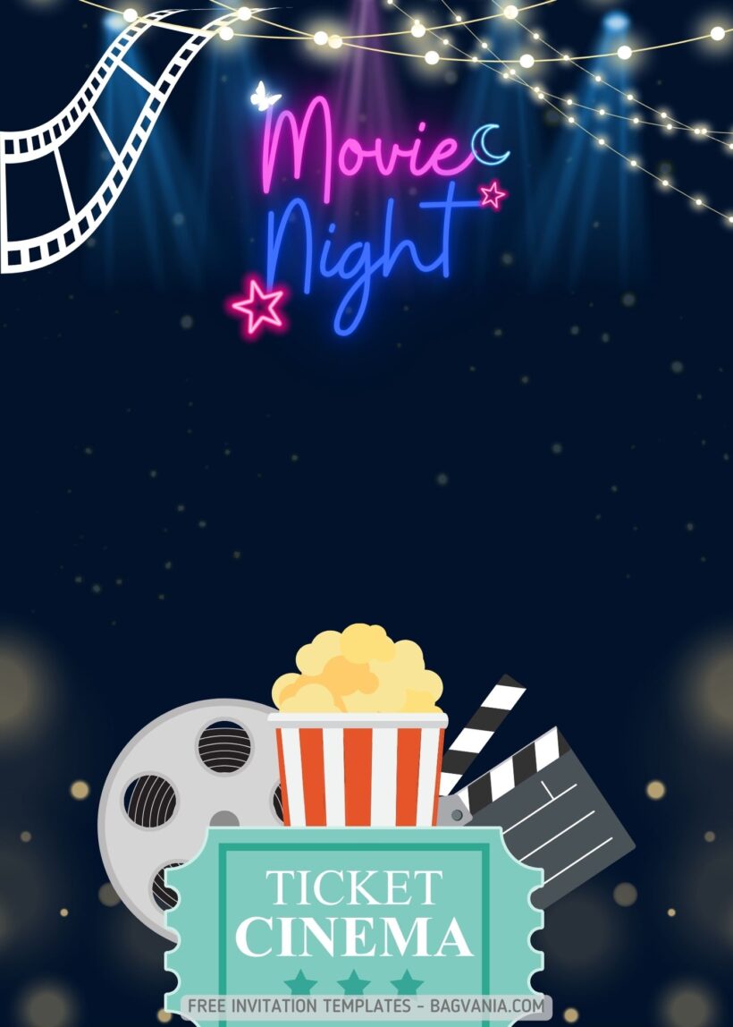 FREE Movie Night Birthday Invitation Templates