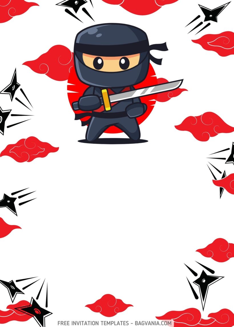 FREE Ninja Warrior Birthday Invitation Templates