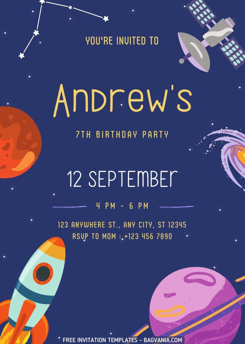 FREE Outer Space Birthday Invitation Templates
