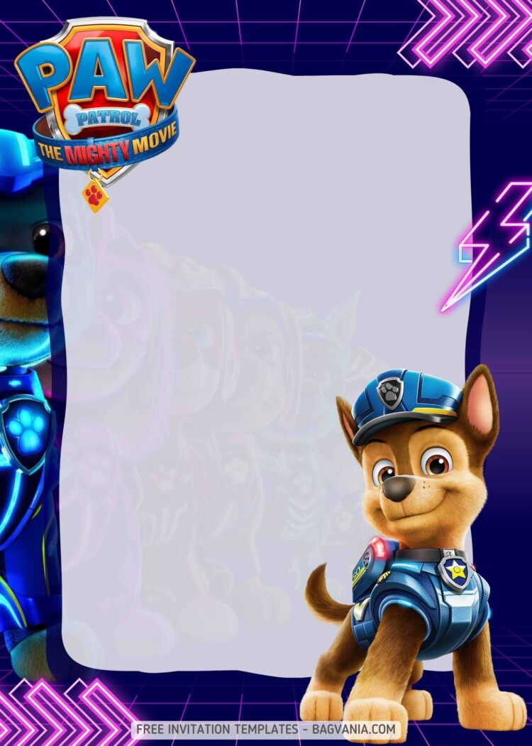 FREE Paw Patrol Mighty Movie Birthday Invitation Templates | FREE ...