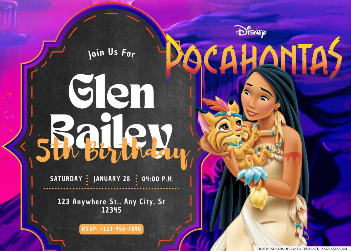 FREE Editable Pocahontas Adventure Birthday Invitation