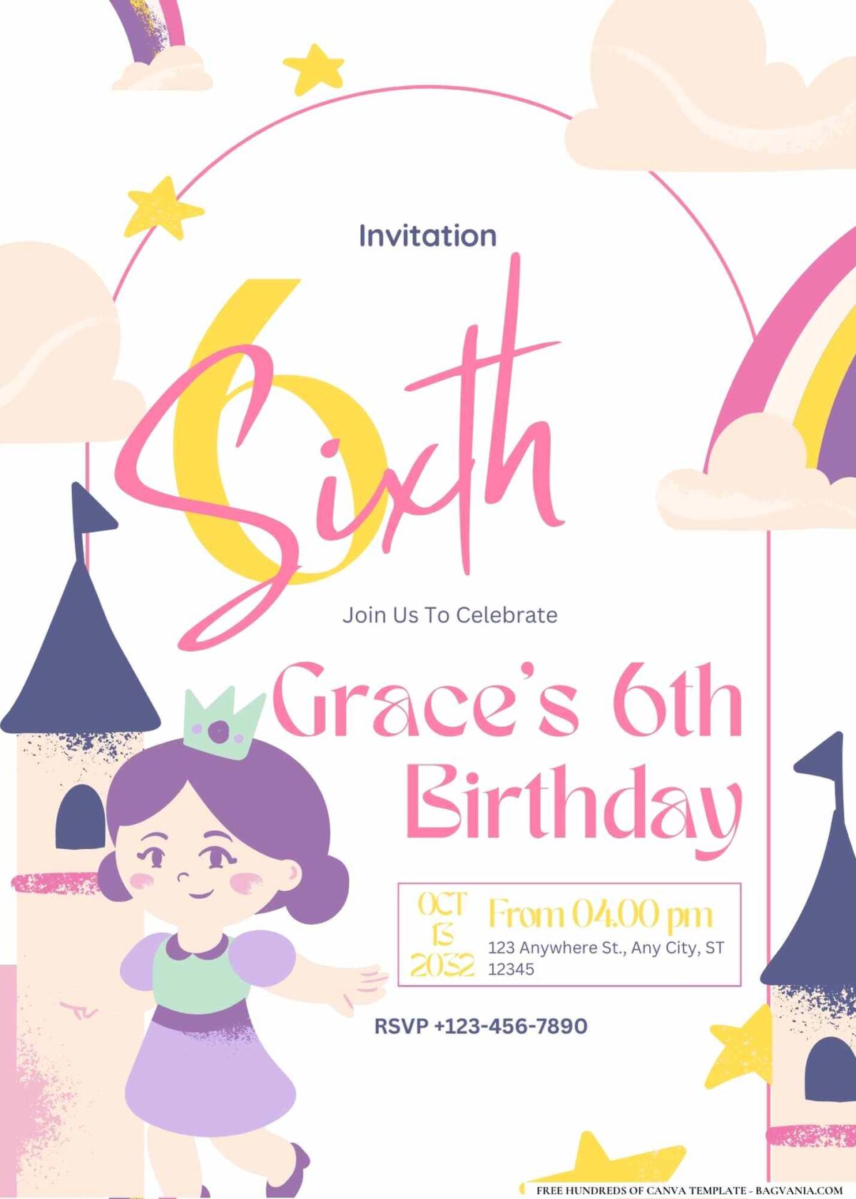 FREE Editable Princess Birthday Invitation