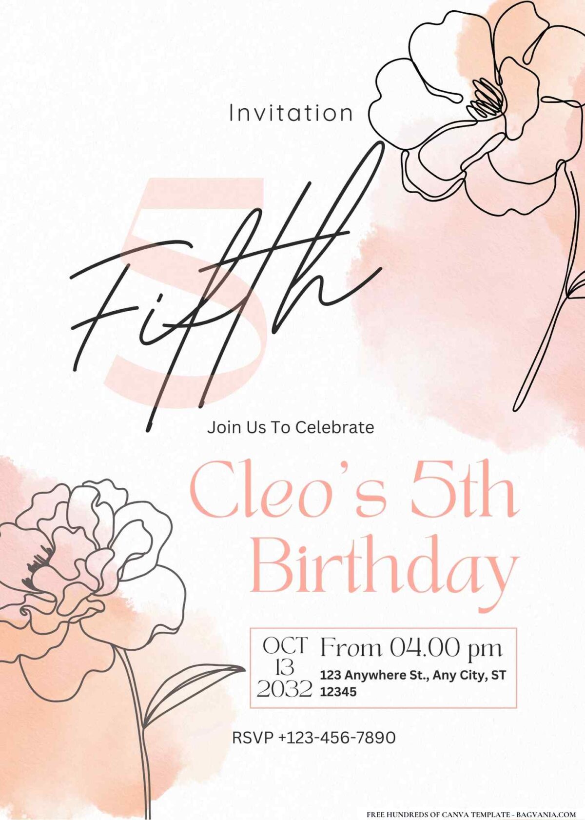 FREE Editable Sophisticated Bloom Birthday Invitation 