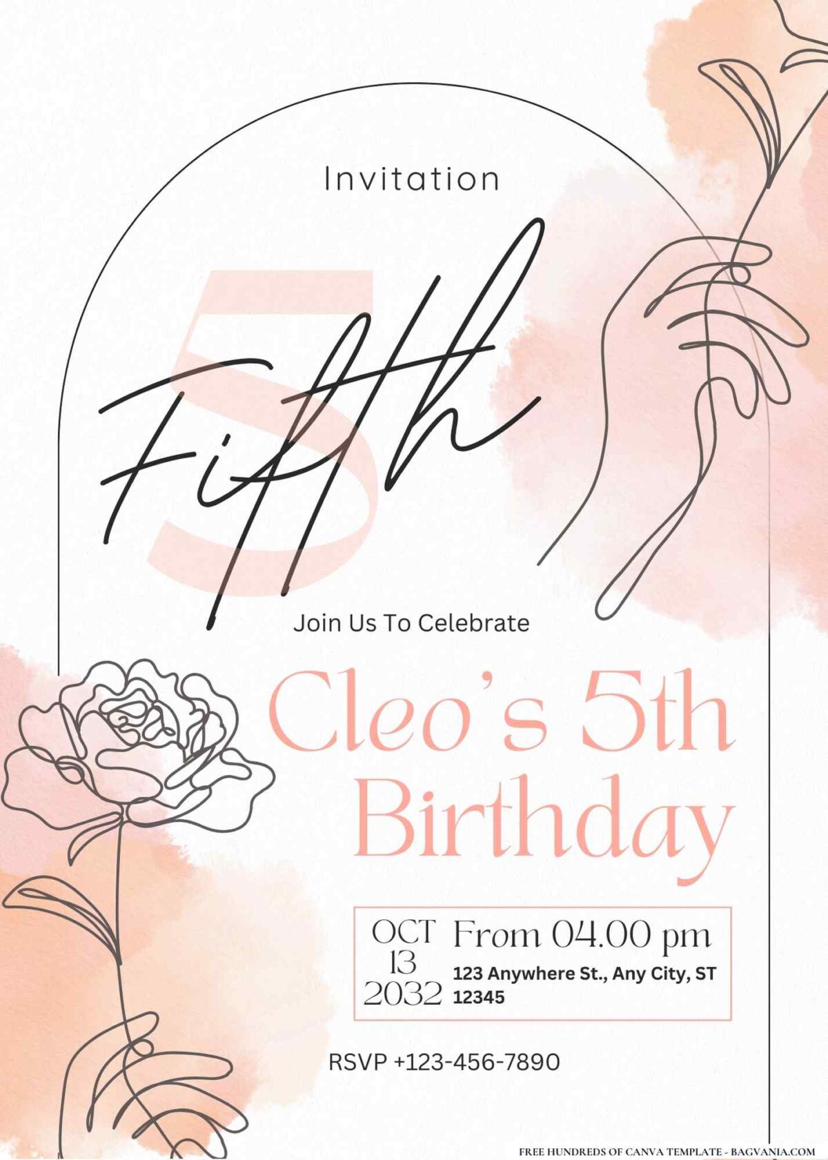 FREE Editable Sophisticated Bloom Birthday Invitation 