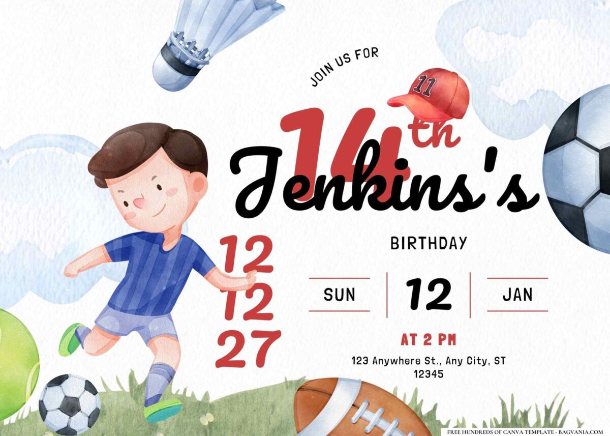 FREE Editable Sports Fan Birthday Invitation 