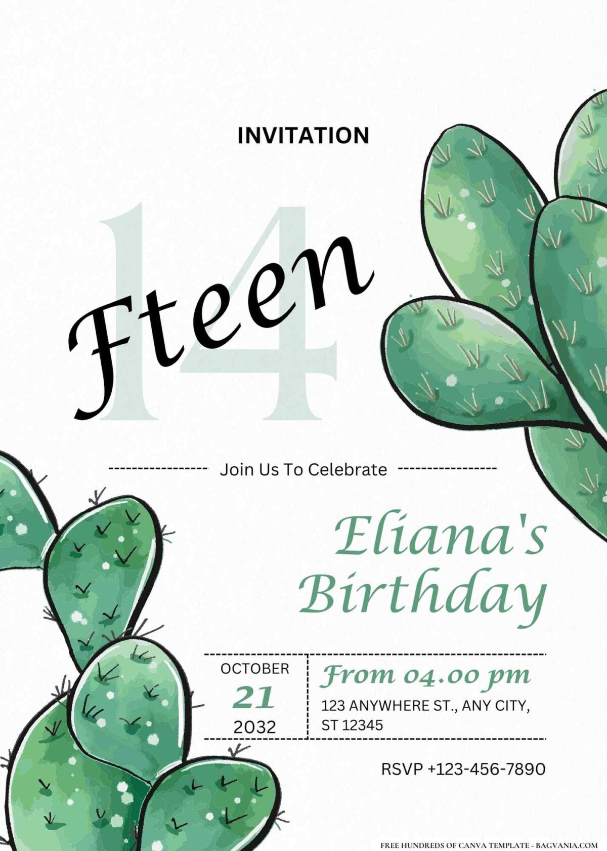 FREE Editable Succulents & Cacti Birthday Invitation