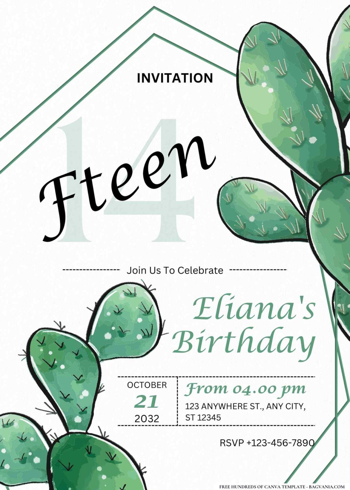 FREE Editable Succulents & Cacti Birthday Invitation