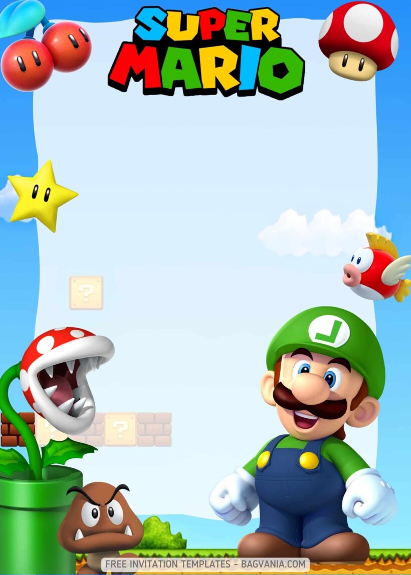 FREE Super Mario Bros. Birthday Invitation Templates