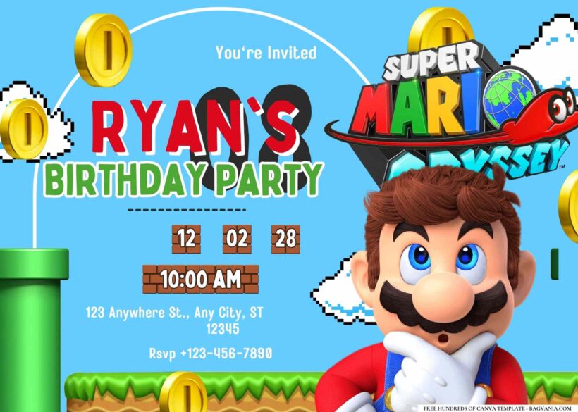 18+ Super Mario Odyssey Birthday Invitation Templates | Bagvania