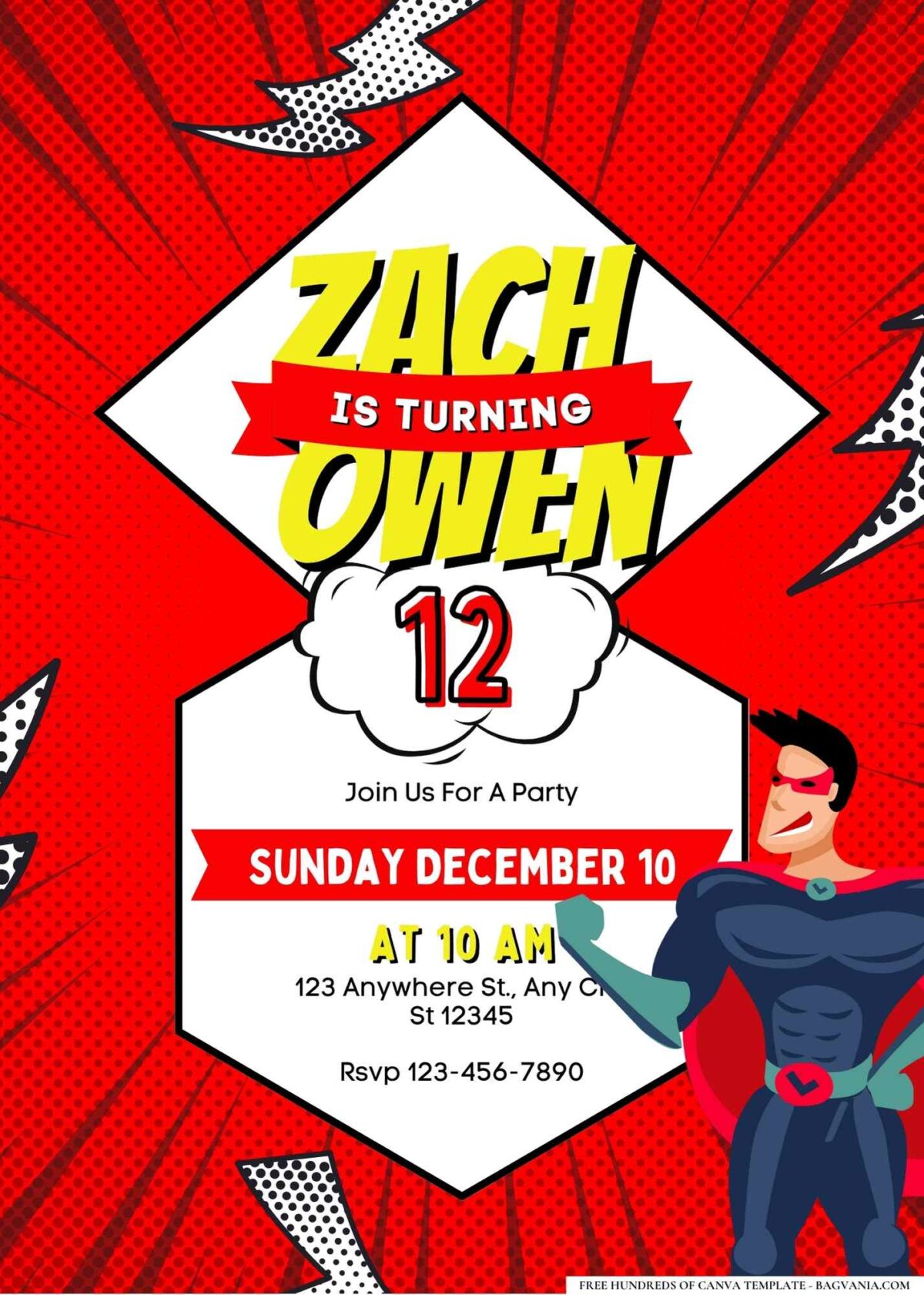 FREE Editable Superhero Birthday Invitation