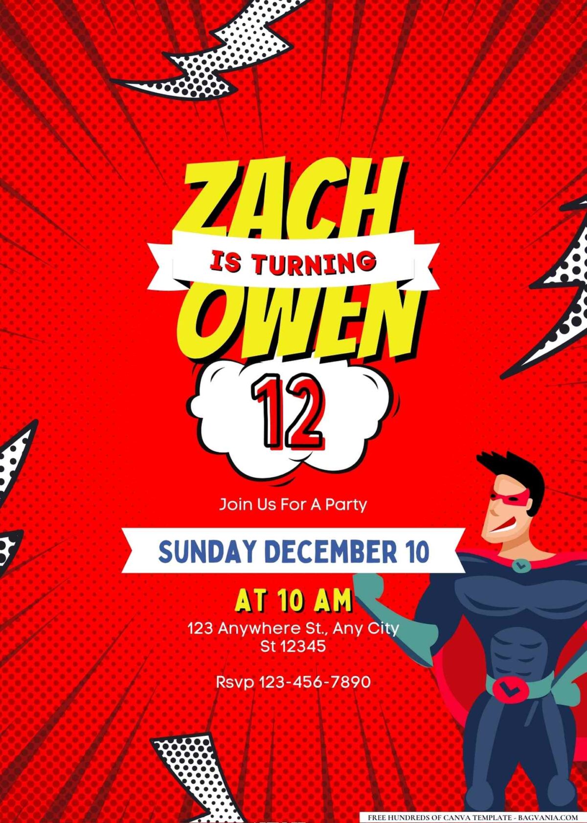 FREE Editable Superhero Birthday Invitation