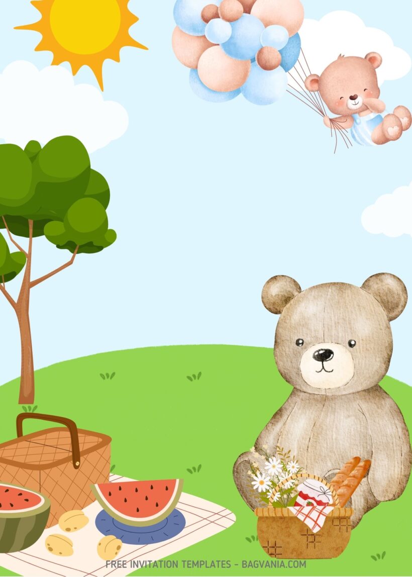 FREE Teddy Bear Picnic Birthday Invitation Templates